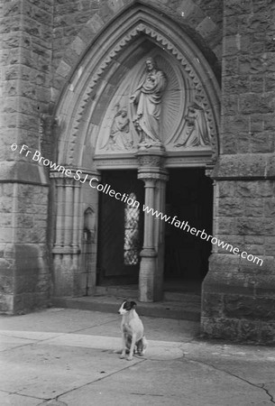 DOG OUTSIDE CHURCH DOOR